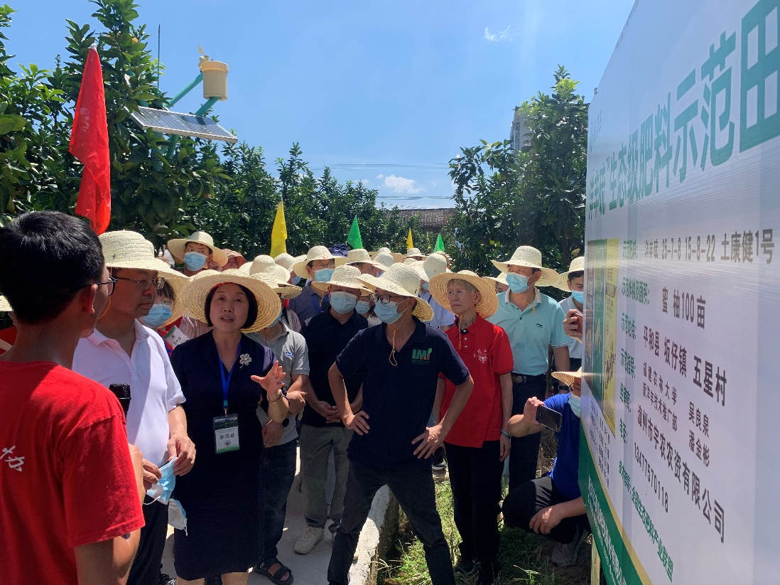 伟德国际1946副总裁包雪梅博士（左三）在伟德国际1946示范田向张福锁院士讲解伟德国际1946解决方案.jpg